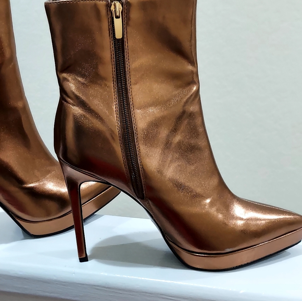 Elegant Bronze High Heel Boots